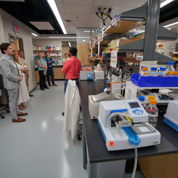Attendees of the Warren Center for Neuroscience Drug Discovery's open house touring the state-of-the-art facility