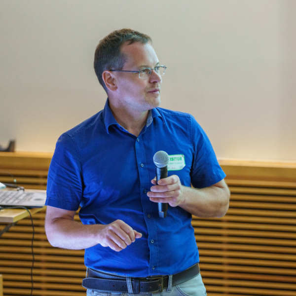 Christian Mayr speaking at a seminar sponsored by the Center for Applied AI in Protein Dynamics