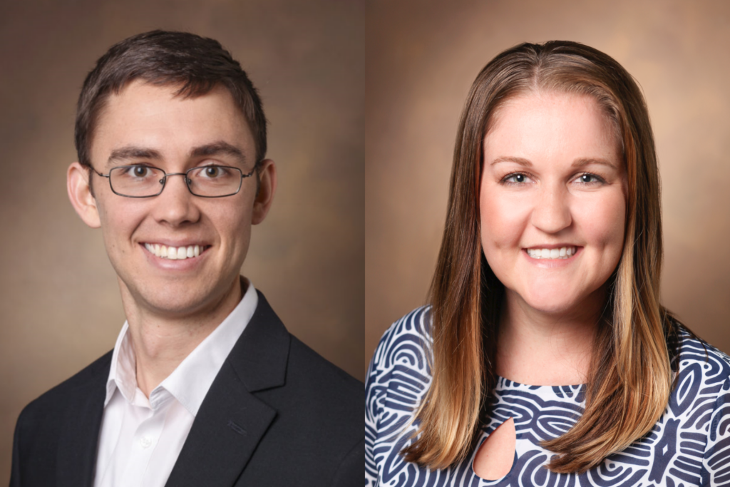 Side-by-side headshots of Christian Meyer, left, and Brianna Smith.