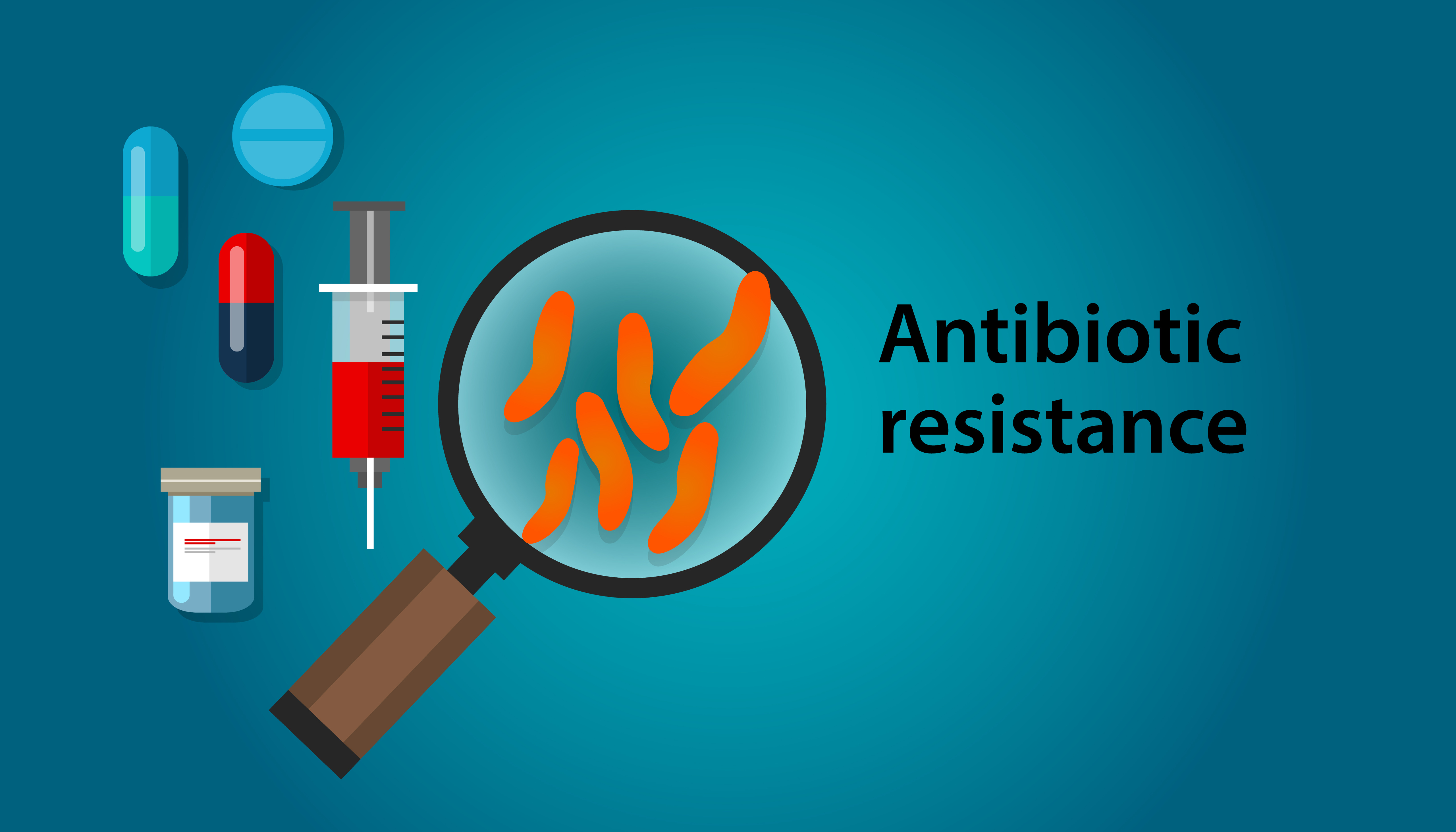 antibiotic resistance illustration of bacteria and drug medicine medical problem anti bacterial vector