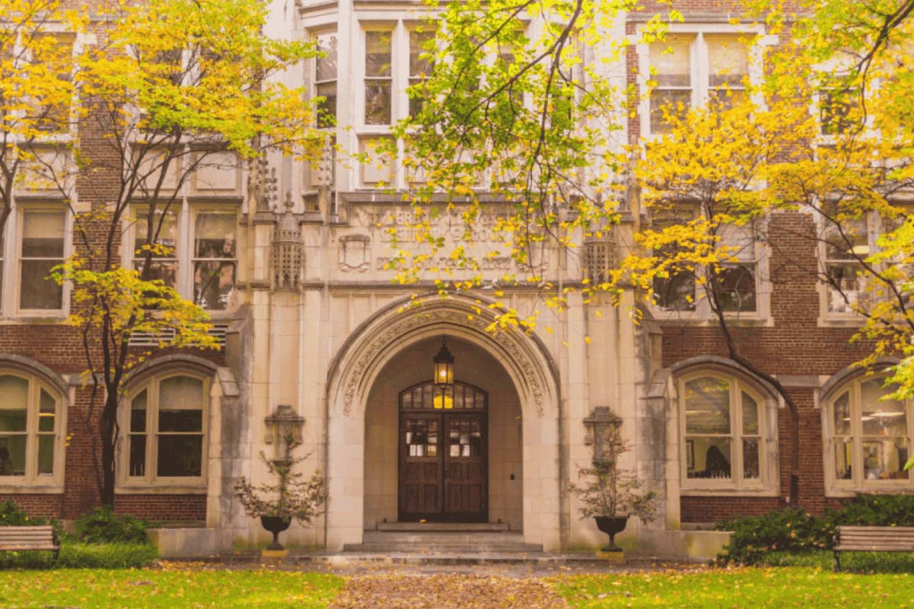 Shot of the School of Medicine building at fall