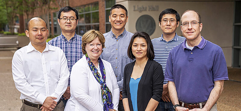 Researchers who helped find high-risk genes for schizophrenia included, from left, Quan Wang, PhD, Bingshan Li, PhD, Nancy Cox, PhD, Rui Chen, PhD, Xue Zhong, PhD, Qiang Wei, PhD, and James Sutcliffe, PhD.