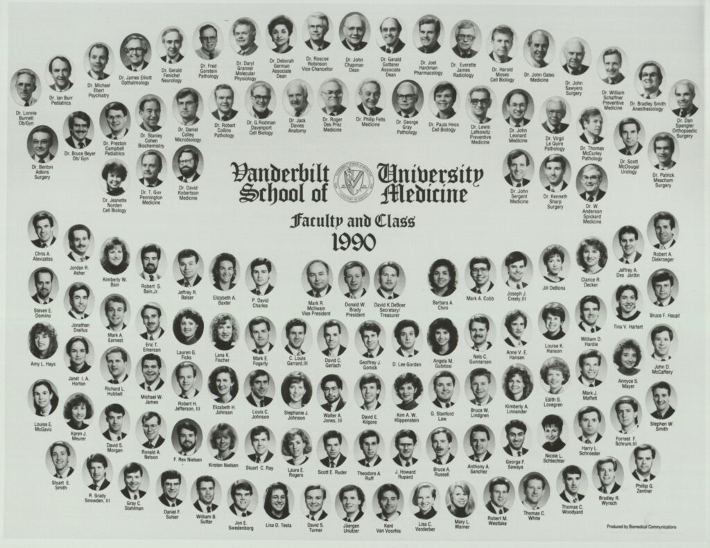 Vanderbilt University School of Medicine MD Class of 1990 Composite of individual student and faculty headshots