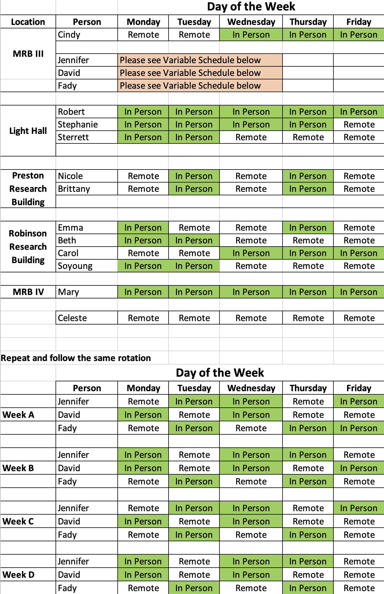 Hybrid Remote Work Schedule